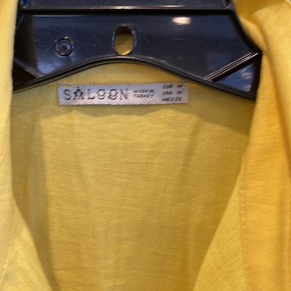 Saloon Morning Sunshine Yellow Linen Top Women’s Beaded Pocket Casual M/L - Picture 4 of 4